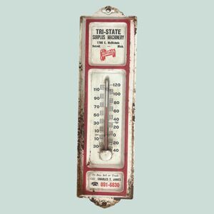 Vtg Advertising Metal Thermometer Tri-State Surplus Machinery Detroit Michigan